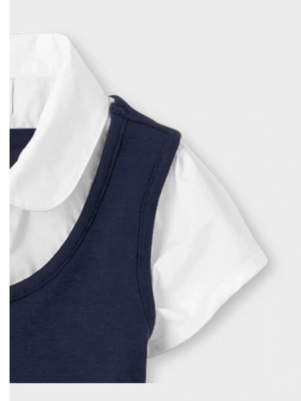 The Children's Place Navy Top with White Faux Button-Down Collar